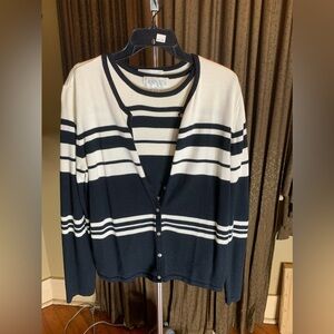 🛑SOLD‼️Casual Conner Annex 2pc  Set XL Black & White Striped Cardigan w/ Tank